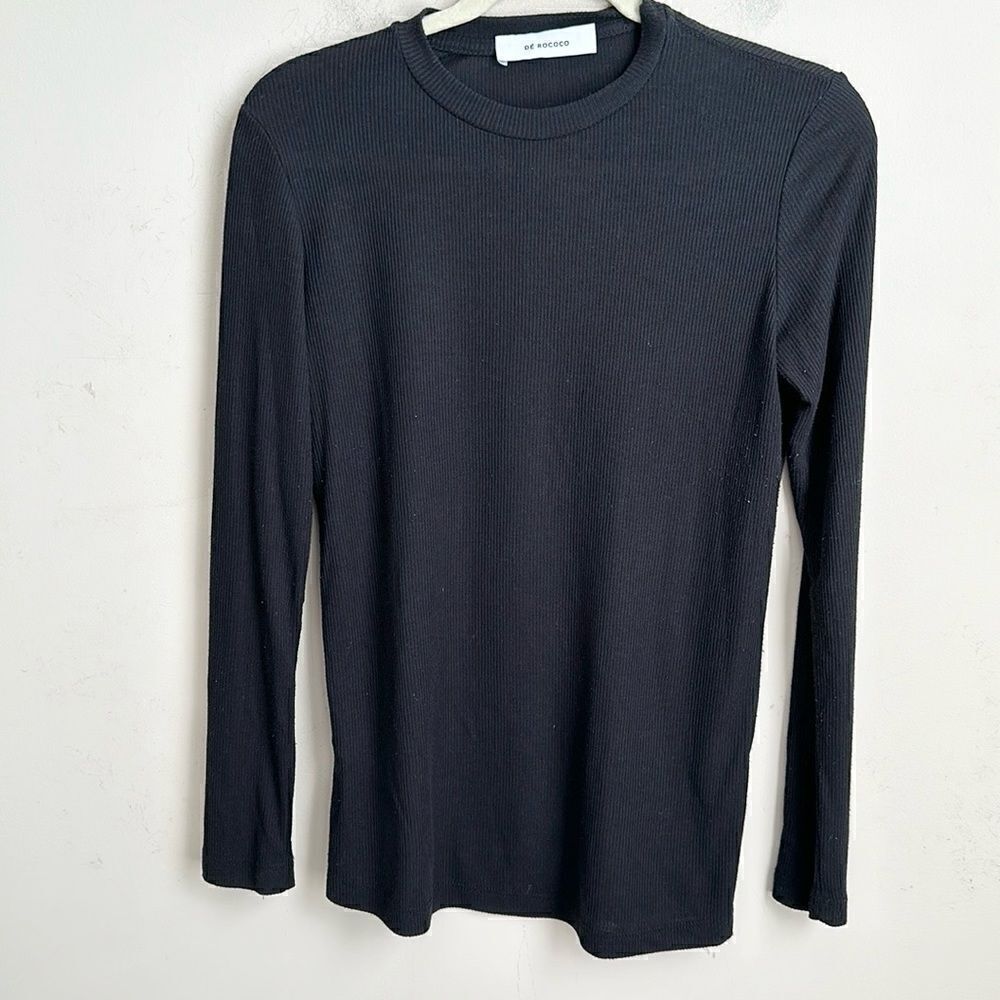 De Rococo Black Lightweight Ribbed Top M